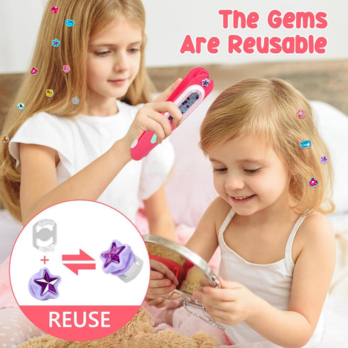 Vunrahsg 3 4 5 6 7 8-12 Hair Gem Stamper Kit Hair Accessories for Girls Toy Bling Hair Styling Tool Reusable Shining