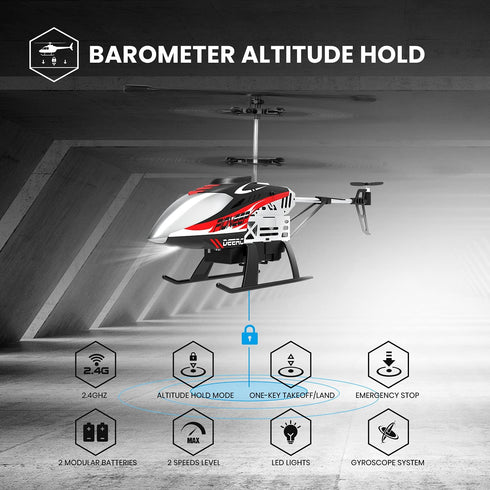 DE52 Shell,2.4GHz Mode,2 24 DEERC Remote Control Helicopter,Altitude Hold RC Helicopters with Storage Case Extra