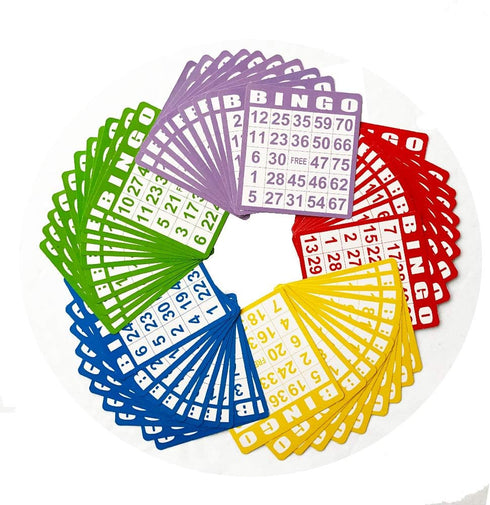 Yuanhe Bingo Cards Game Set - Includes 50 Bingo Cards and 500 Colorful Transparent Bingo Chips
