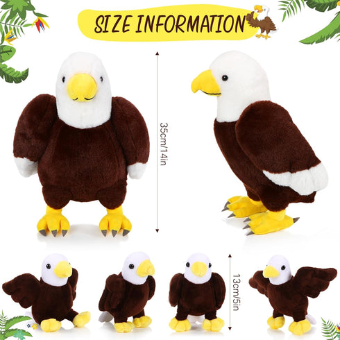 Lenwen 5 Pcs Bald Eagle Stuffed Animal Bulk 1 Mommy Eagle Plush with 4 Cute Babies Bald Eagles Plush Wild Bald Eagles