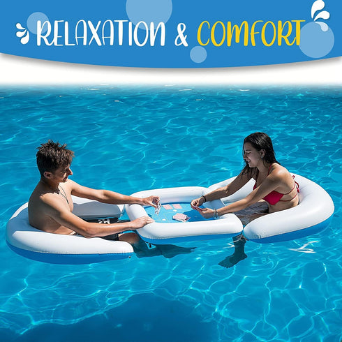 ZONETECH Game Station Set - 2 Pack with Waterproof Playing Cards for Pool or Beach (Blue/White)