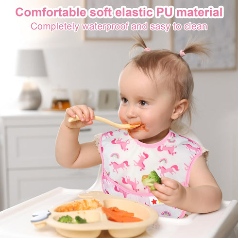 Accmor 4-Pack Mess-Proof Waterproof Baby Bibs - for Easy Eating