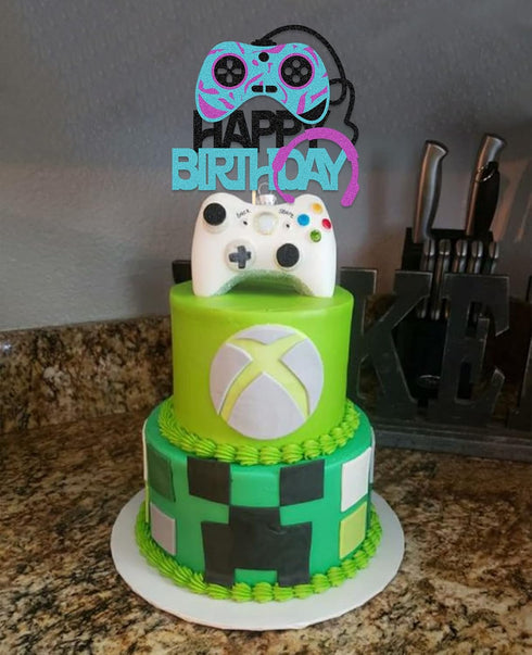 Video Games Level Up Happy Birthday Cake Toppers, Gamers Birthday Party Favors for Video Game