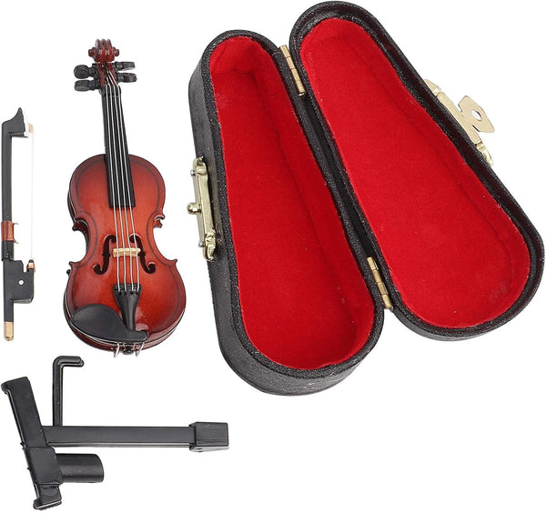 World Smalles Violin,Four Seasons Tiny Violin for Complainers,Miniature Model With Stand Case,Dollhouse