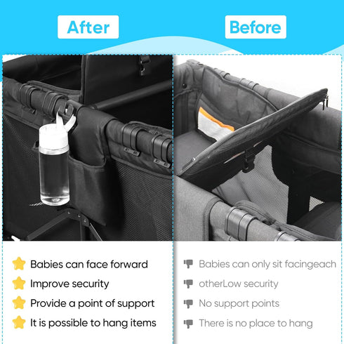 Universal Forward-Facing Stroller Wagon Support Bar,Length Adjustable Crossbar with Hook-Built in,Easy to Install