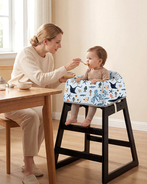 mamatepe 2-Point Baby High Chair Cover with Strap Pads & Harness - Machine Washable, Waterproof, Portable