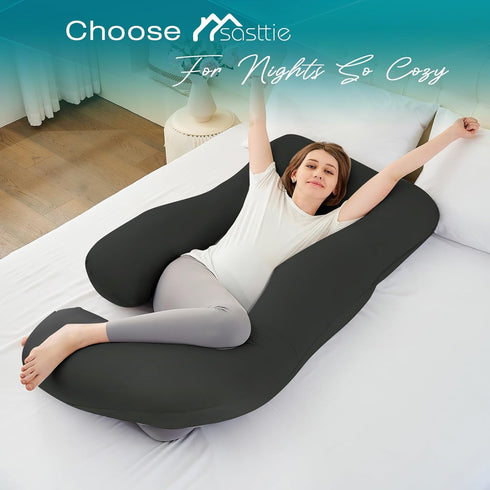 Sasttie Pregnancy Pillows for Sleeping, U Shaped Cooling Full Body Pillow with Removable Cover, Pregnant Women Must