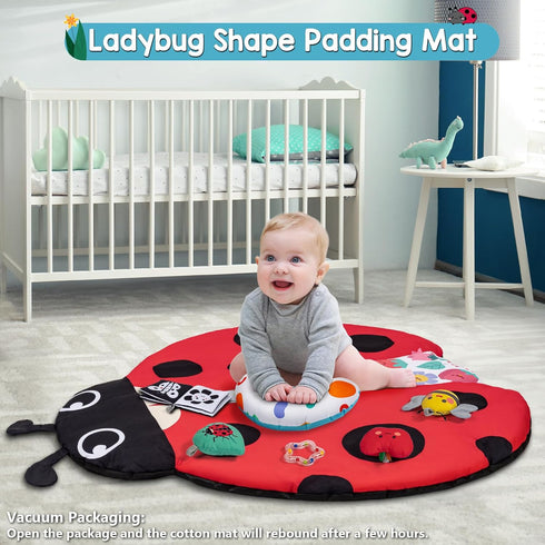 8-in-1 Tummy 6 0-3-6-9-12 Jyusmile Baby Play Gym Mat, Time Mat with Toys, Washable Baby Activity Mat for Visual