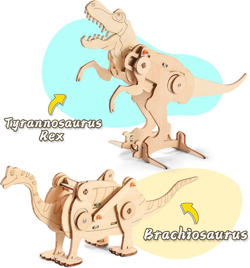 8-10-12, 4 1 8-12, 3D Dinosaur STEM Kits for Kids Ages in Wood Building Toys for Boys Age Build It Yourself Woodworking