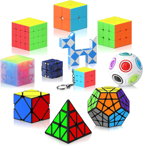 Vdealen 11 Pack Speed Cube Set Puzzle Cube Bundle Fidget Ball 2x2