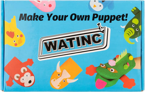 6Pcs WATINC Hand Puppet Making Kit, Art Craft Felt Sock Puppet Toys, Creative DIY Make Your Own Pompoms Wiggle Googly