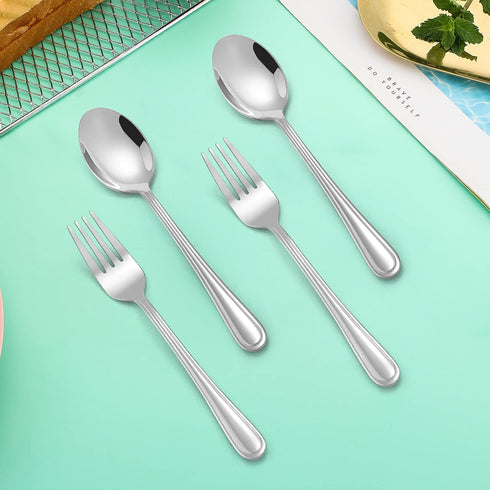 LIANYU 10-Piece Children Silverware Set, Stainless Steel Forks and Spoons for Kids, Toddler Utensils Flatware Set