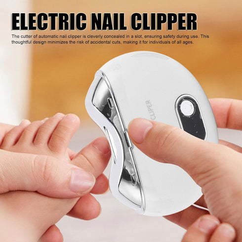 Trimmer, 3 Electric Nail Safe Use Concealed Cutter, Whisper Quiet, LED Light, Nail Scraps Storage, Gears, White, USB