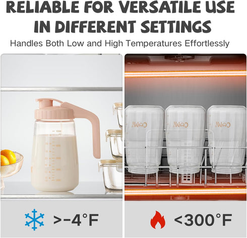 34oz COMI Breast Milk Pitcher,No Leak Breast Milk Storage Containers for Fridge,Resistant to Heat and Cold,Wide Mouth