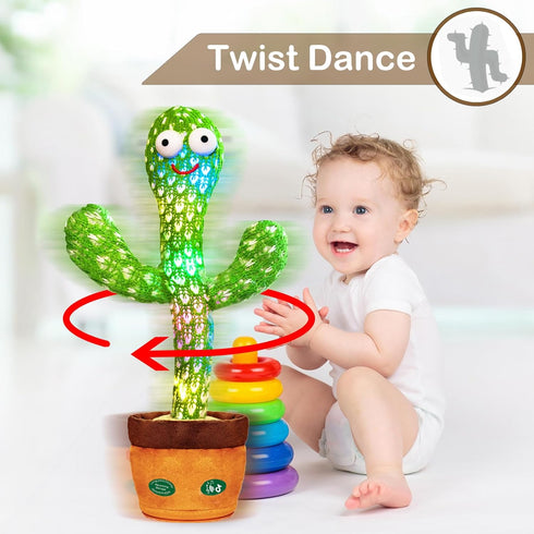120 Tummy Talking Cactus Toy with LED English Songs, Singing Cactus Dancing Musical Toy, Time Toys Baby Mimicking