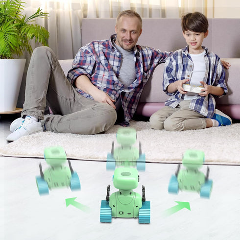 ALLCELE Robot Toys, Rechargeable RC Robots for Kids Boys, Remote Control Toy with Music and LED Eyes, Ideal Gift
