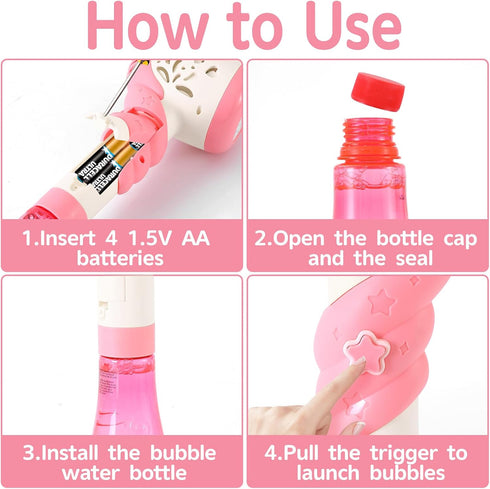 Unique Bubble Machine Wand for Kids Toddlers Age 1-5, Outdoor Unicorn Bubble Maker Toy for Bath and Birthday Gifts