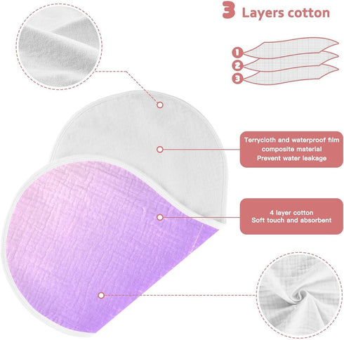 decor gift 4 Pack 22x11in Cotton Neutral Burp Cloths Soft and Absorbent? Purple Gradient Modern Art wash rag for Gender