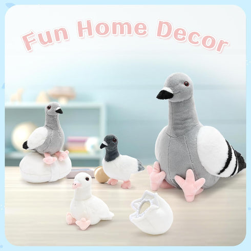 Set, Tezituor Easter Pigeon Stuffed Animal Cuddly Realistic Pigeon Plush Toy,Soft Dove Life-Like Bird Animal Plushie