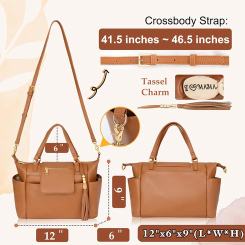 12 Strap,2 Omanmoli Small Diaper Bag,Mini Diaper Bag Tote, Leather Crossbody Diaper Bag Clutch with Pocekts Diaper Bag