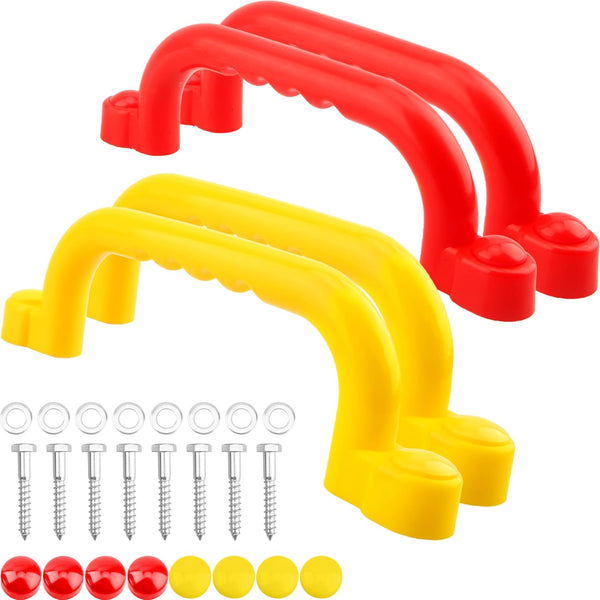 4 Pieces Kids Playground Safety Handles - Grab Handle Bars for Outdoor Playset, Backyard Playhouse Equipment