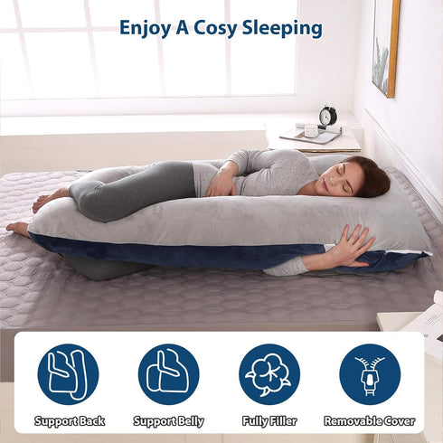 55 inches Amagoing Pregnancy Pillows for Sleeping, U Shaped Maternity Full Body Pillow for Pregnant Women with Hip