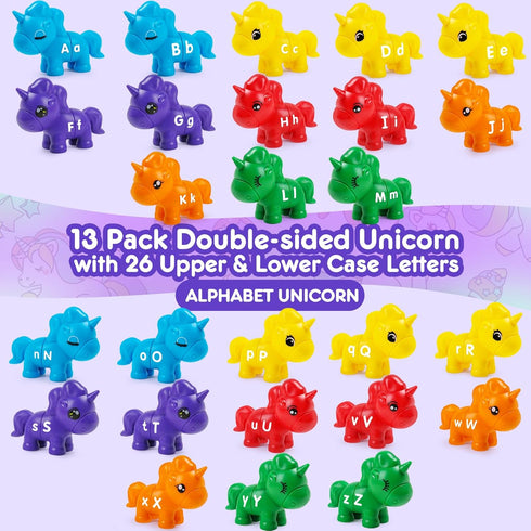 Matching Letter Montessori Toys - ABC Unicorn Alphabet Sorting Educational Toy Sets for Kids Age 3-6