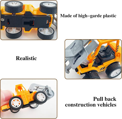 24PCS Juuxncgv Mini Construction Vehicles,Play Figure Vehicles,Pull Back Engineering Vehicles,Toy Figure Construction