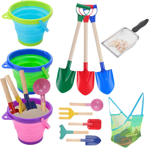 13 Pack Beach Bucket Shovels Toys for Kids,Collapsible Beach Sand Toys Beach