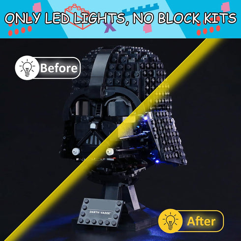 LED Light Kit for Lego Darth Vader Helmet 75304 Set, Compatible with Lego 75304 Building Blocks Model