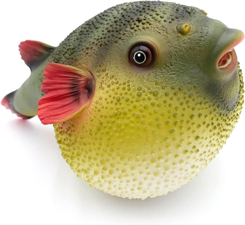 Gemini&Genius Sea Animal Pufferfish Action Figure Soft Rubber Swim Bath Toy, Educational Role Play Toy