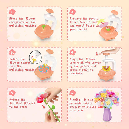 Kufanda 4-6, 4-8 Set Arts and Crafts for Kids Toddler & Creative Fabric Flower Bouquets Toys for Year Old Kids, Ideal