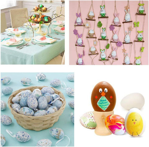 30 Pack White Plastic Eggs, Fake Easter Egg, Artificial Chicken for DIY Crafts, Painting, Party, Home Decor, Kids