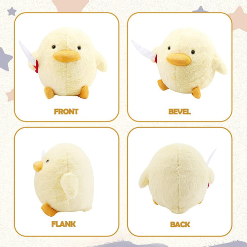 Cute Duck Plush with Knife, Duckling Stuffed Animal Toy, 11.8 inch Throw Pillow Gift for Boys, Girls, Adults