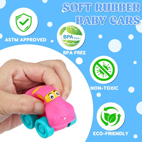 12Pcs Prefilled Easter Eggs with Toy Cars: Filled Easter Eggs with Soft Rubber Car Toys, Easter Basket Stuffers
