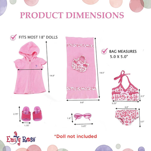 Emily Rose 18-inch Doll Clothes, 6-Piece Tankini Bathing Suit Gift Set, Compatible with 18" American Girl Dolls