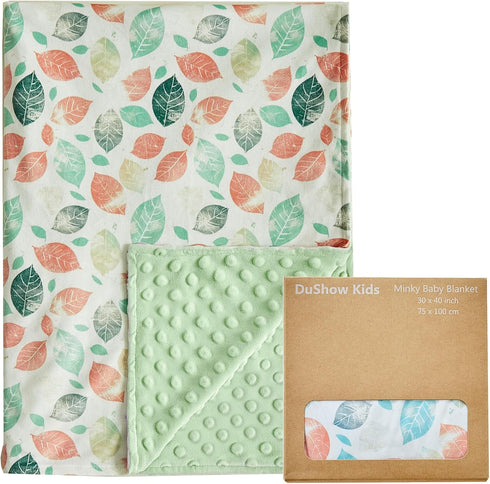DuShow Leaf Baby Blanket for Girls - Ultra Soft Double Layer Minky