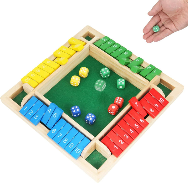TOMMYHOME Wooden Shut the Box Board Game Math Games & Dice Games