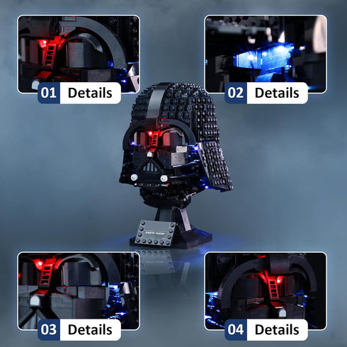 LED Light Kit for Lego Darth Vader Helmet 75304 Set, Compatible with Lego 75304 Building Blocks Model
