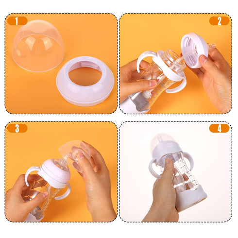 BOXOB 4pcs 4pcs Baby Bottle Caps Replacements with Baby Bottle Nipple Rings for Avent Natural Bottles, No BPA Baby