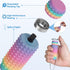 Kemuchy 3D Rainbow2) Little Ouchies Pain Stim Fidget Toy, Printed Pocket Spiky Keychain with Clicker Button Spinner