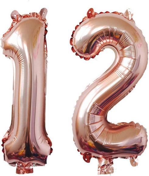 40inch Jumbo Digital Number Balloons, 12 Helium Rose Gold Foil, 12th Birthday Decoration for Girls or Boys, 12 Party