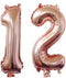 40inch Jumbo Digital Number Balloons, 12 Helium Rose Gold Foil, 12th Birthday Decoration for Girls or Boys, 12 Party