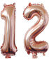 40inch Jumbo Digital Number Balloons, 12 Helium Rose Gold Foil, 12th Birthday Decoration for Girls or Boys, 12 Party