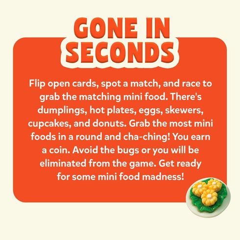 6, 7, 8 25 Gone in Seconds - Fast-Paced Mini Food Game for Kids, Teens & Adults, Quick Reflex Family & Party Board