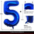 Lovoir 40 Inch Navy Blue Number 5 Balloon, Jumbo Digit Mylar Foil Helium Dark Blue for Birthday Party Celebration