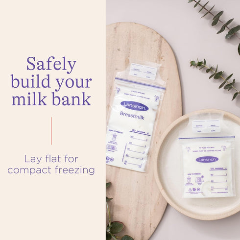 Lansinoh Breastmilk Storage Bags, 50 Count, Presterilized, Hygienically Doubled-Sealed for Refrigeration and Freezing,