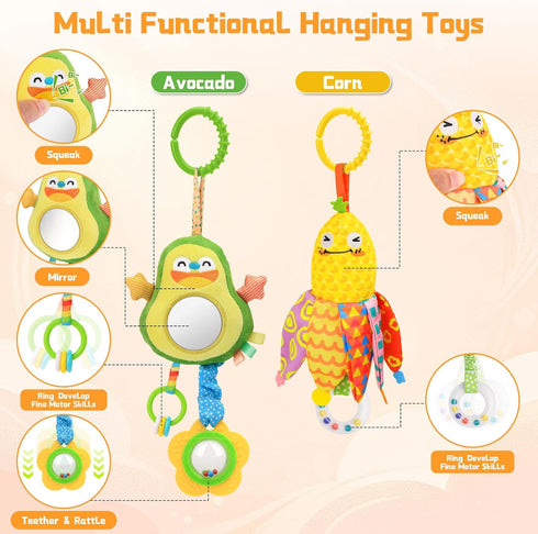 0 3 6 9 12 Baby Toys for Months, Baby Hanging Toys, Car Seat Stroller Crib Gym Baby Rattle Toys with Teether