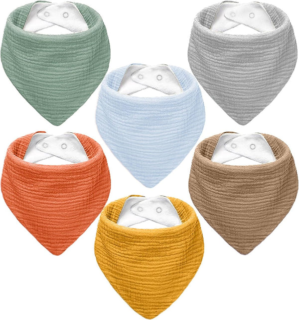 Muslin Baby Bibs, Baby Bandana Drool Bibs 100% Cotton for Baby Boy Girl, Solid Colors for Teething