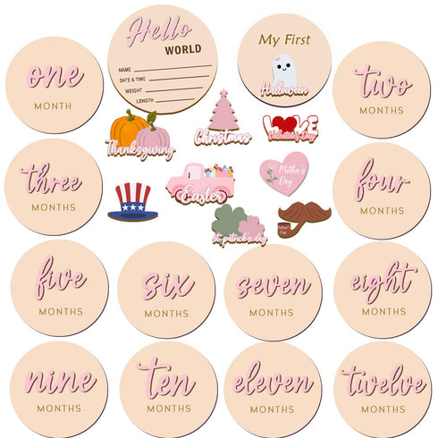cephira Monthly Baby Milestone Maker Discs, Baby Milestone Signs for Newborn Baby, Hello